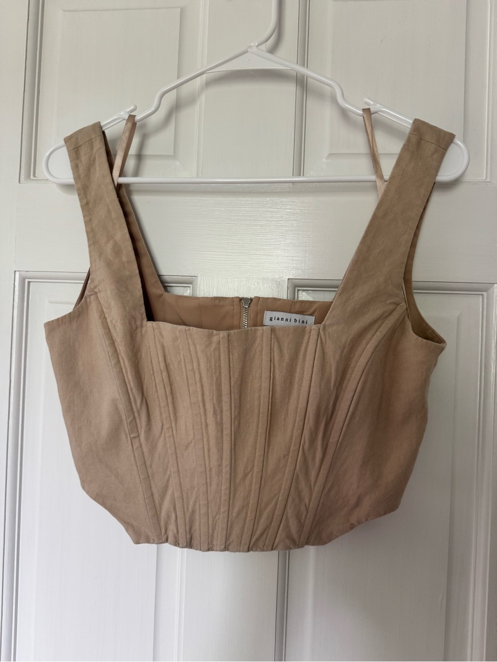 Gianni Bini Tan Structured Cropped Corset Tank size 4
